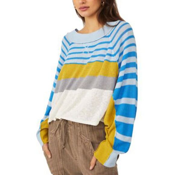 Free People Block Party Pullover Sweater In Sunny Skies Combo - XL - Picture 2 of 3